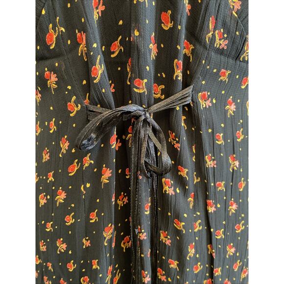 VTG 90s Y2k April Cornell S Rayon Floral Prairie Babydoll Slip Dress Sheer Beads - Picture 10 of 16